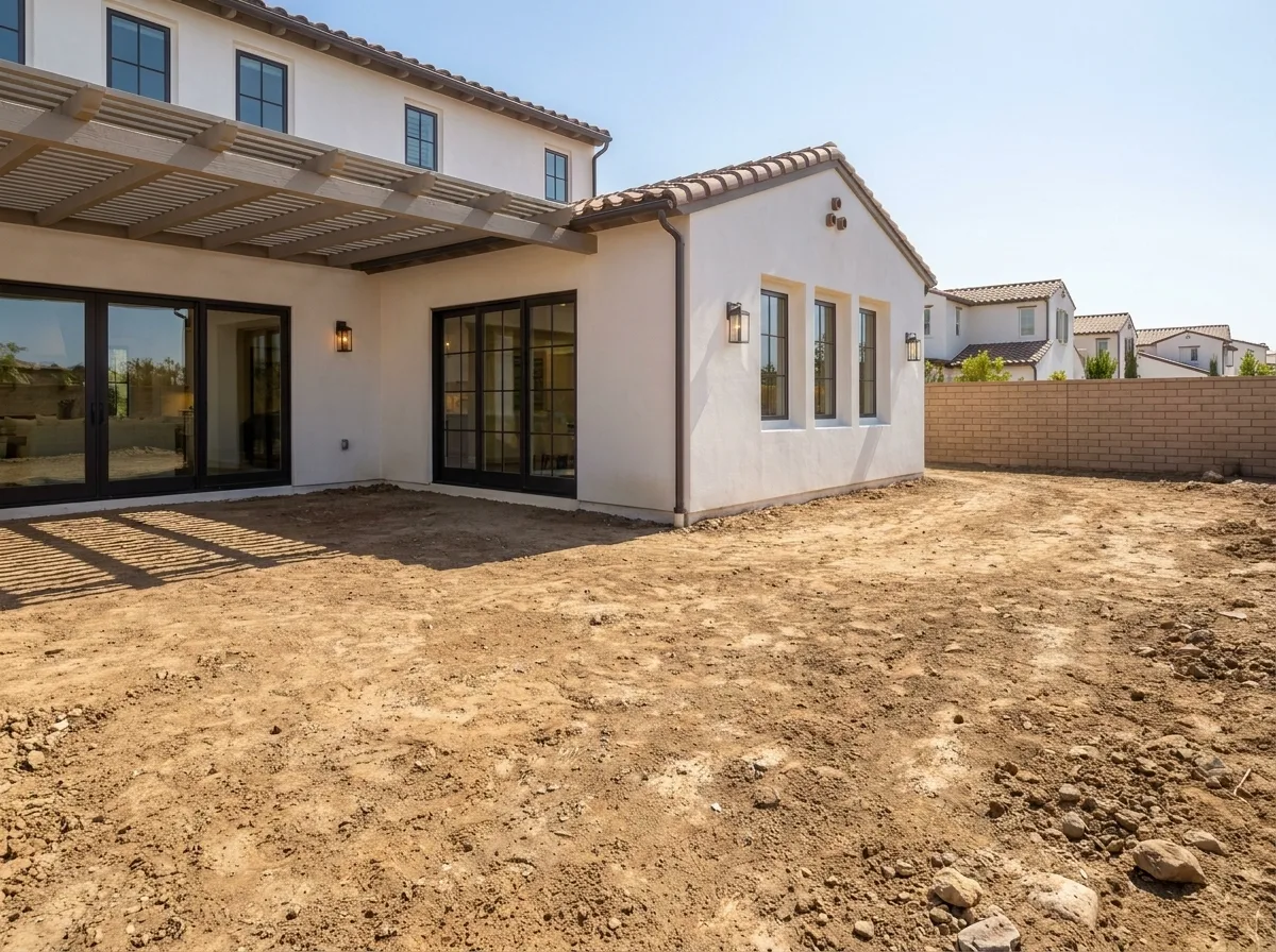 San Diego backyard before remodel — bare ground before custom patio installation
