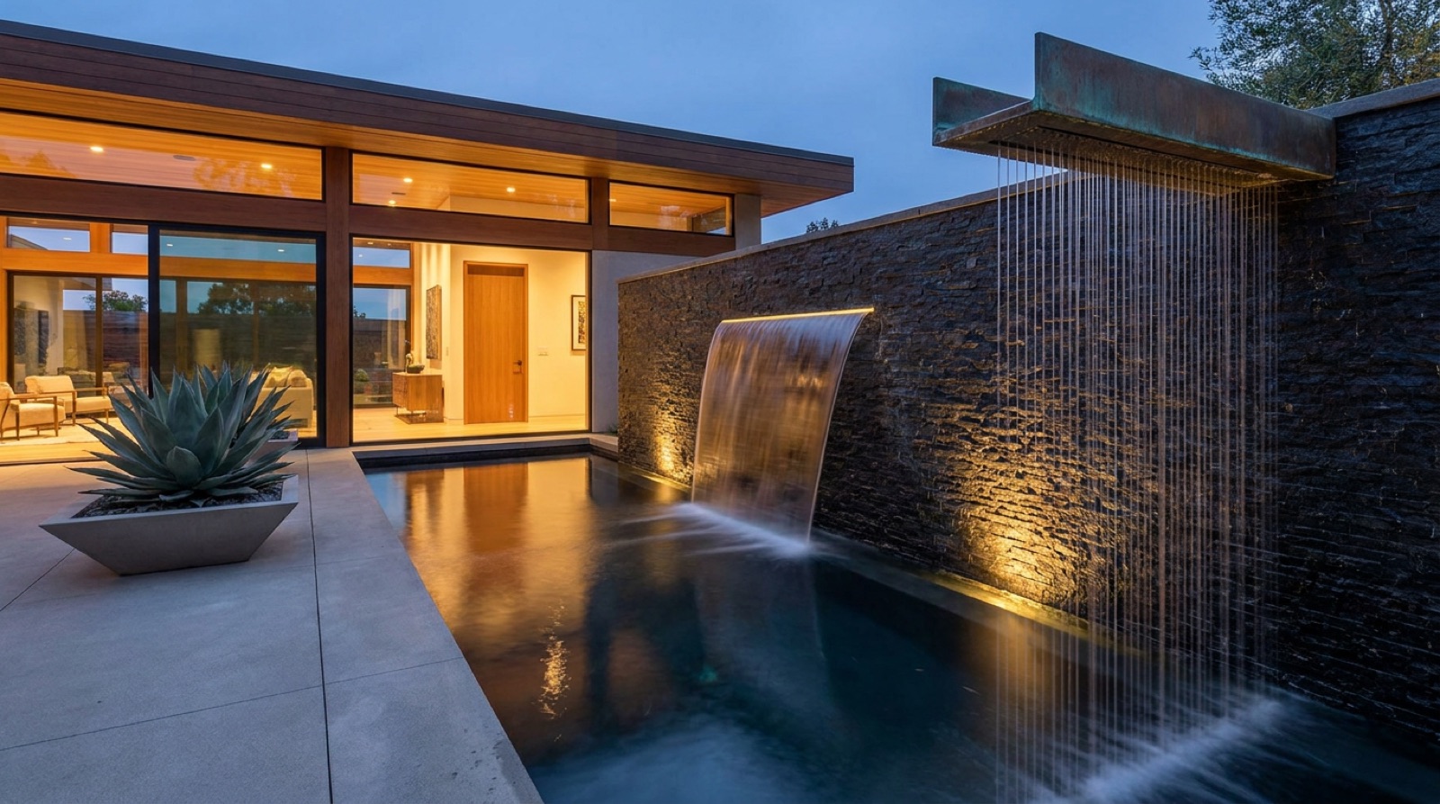 Water as Architecture — Walls, Rain Curtains, and Mirror Pools — San Diego Landscape Remodeling