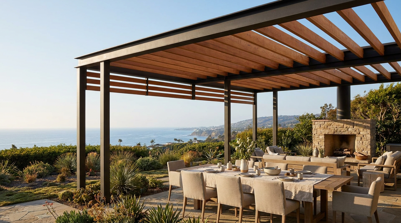Pergola Design in La Jolla — View-Conscious Shade Structures for Coastal Estates — San Diego Landscape Remodeling