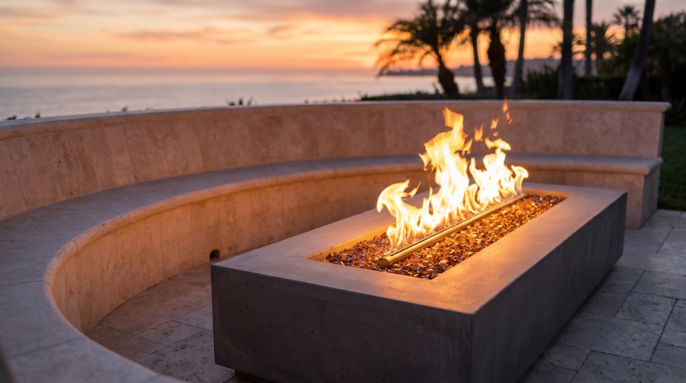 The Burner Behind Our Fire Features — Why We Spec Warming Trends CROSSFIRE — San Diego Landscape Remodeling