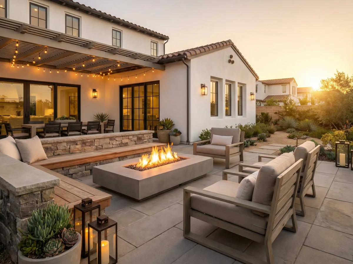 Custom hardscape patio and retaining wall — San Diego